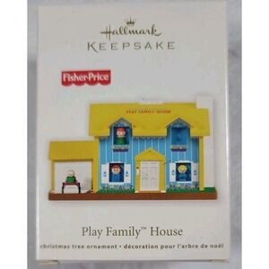 2011‎ Hallmark Play Family House Fisher Price Christmas Ornament Yellow Roof MIB